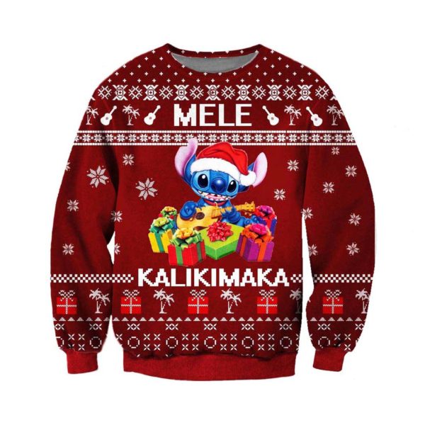 Santa Lilo Stitch Ohana Ugly Christmas Knit Sweater