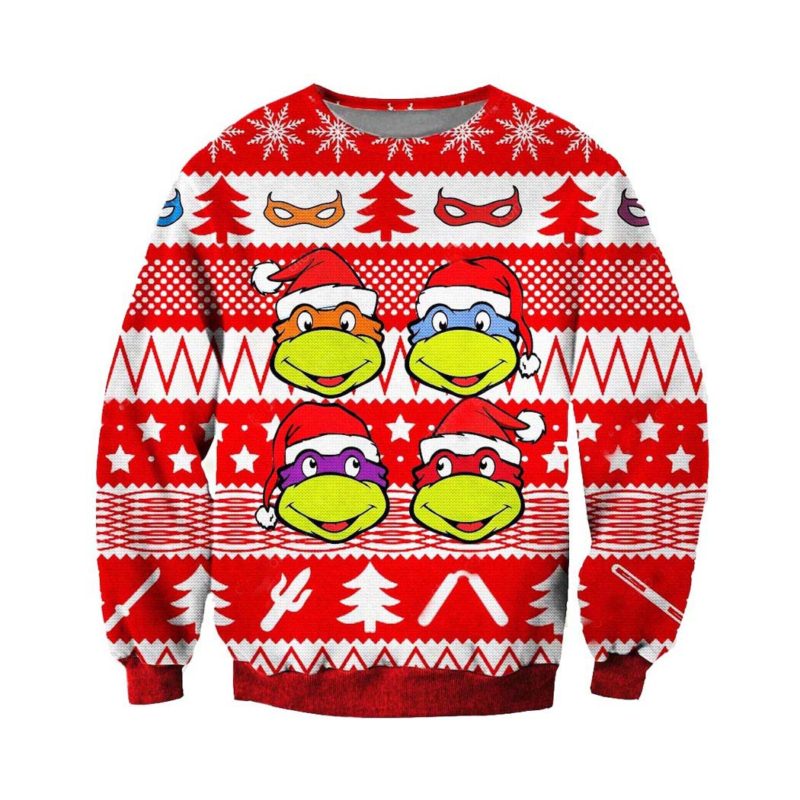 Santa Teenage Mutant Ninja Turtles Heroes Ugly Christmas Knit Sweater Santa Teenage Mutant Ninja Turtles Heroes Ugly Christmas Knit Sweater