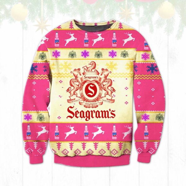 Seagrams jamaican me happy Ugly Christmas Sweater Unisex Knit Ugly Sweater