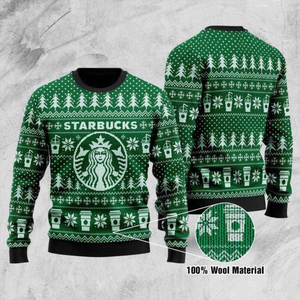 Starbucks Ugly Christmas Sweater Unisex Knit Ugly Sweater