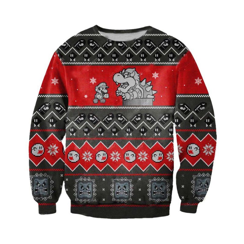 Super Mario No Pain No Game Ugly Christmas Knit Sweater Super Mario No Pain No Game Ugly Christmas Knit Sweater