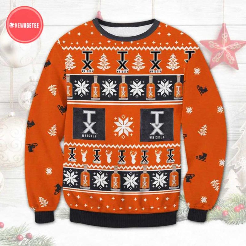 TX Blended Whiskey Ugly Christmas Sweater Unisex Knit Wool Ugly Sweater