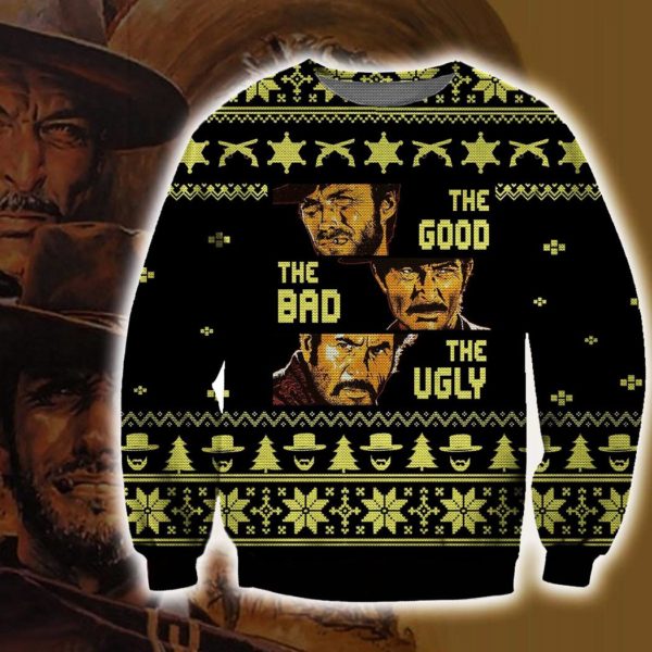 The Good Bad Ugly Ugly Christmas Sweater Unisex Knit Wool Ugly Sweater