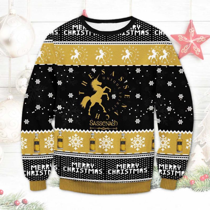 The Sassenach Whisky Ugly Christmas Sweater Unisex Knit Ugly Sweater