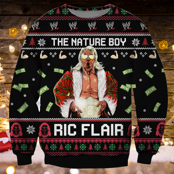The nature boy Ric Flair Ugly Christmas Sweater Unisex Knit Wool Ugly Sweater