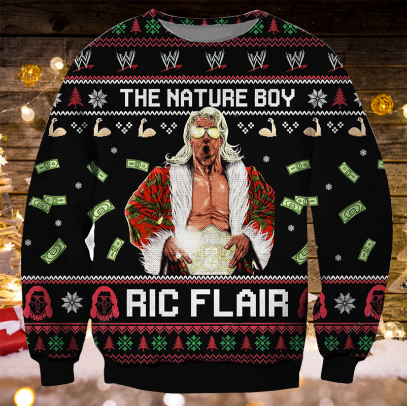 The nature boy Ric Flair Ugly Christmas Sweater Unisex Knit Wool Ugly Sweater