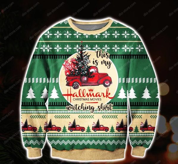 This Is My Hallmark Christmas Movies Watching Shirt Red Truck Ugly Christmas Knit Sweater