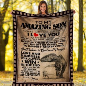 To My Amazing Son Dinosaur Mom And Son BlanketQuilt
