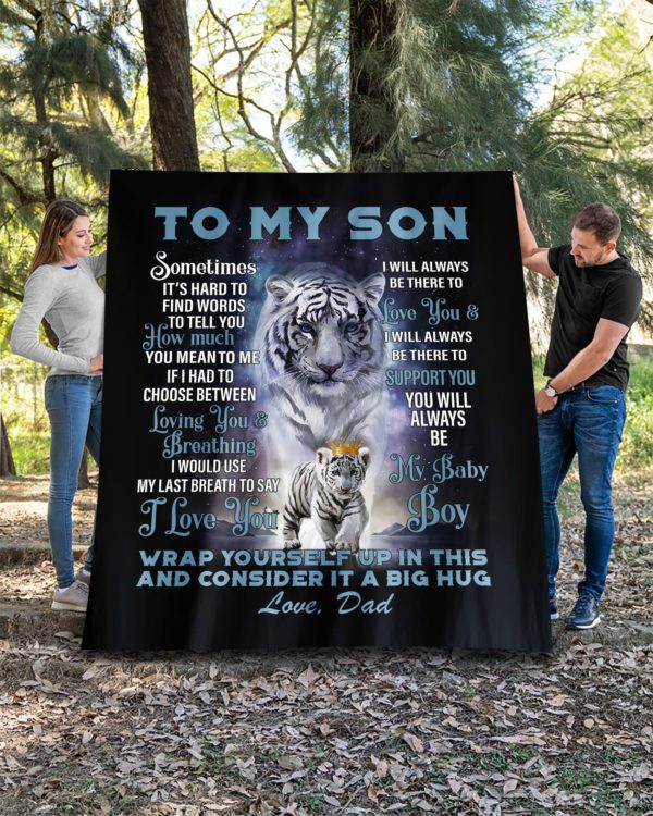 To My Son Love Dad Soft Comfortable Quilt Blanket
