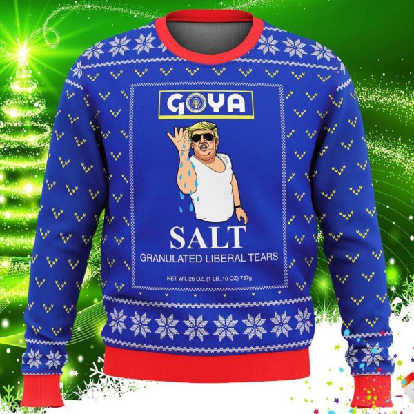 Trump Goya Salt Liberal Tears Ugly Christmas Knit Sweater