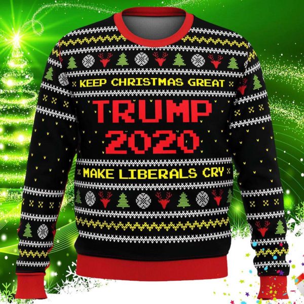 Trump Make Liberals Cry Ugly Christmas Knit Sweater
