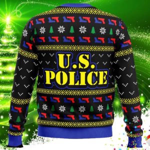 US Police Badge Ugly Christmas Knit Sweater 1