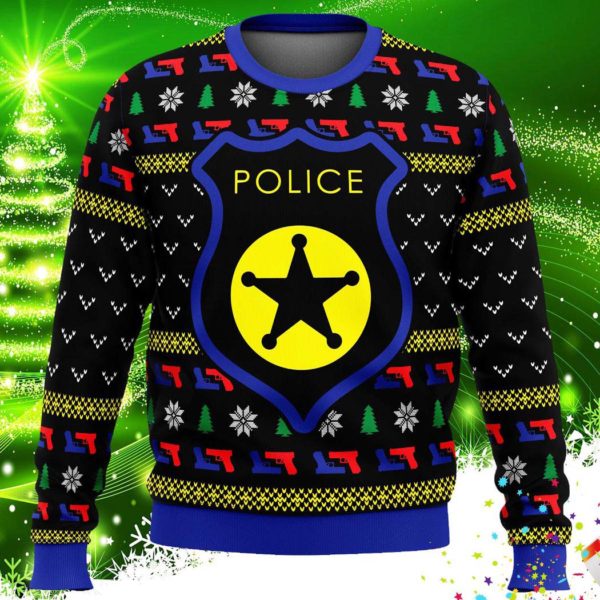 US Police Badge Ugly Christmas Knit Sweater