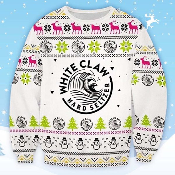 White Claw Hard Seltzer Beer Ugly Christmas Sweater Unisex Knit Ugly Sweater