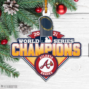 4X World Series Champions 2021 Atlanta Braves Wood Christmas Ornament