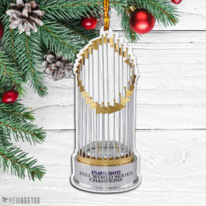 Atlanta Braves 2021 World Series Champions Replica Trophy Wood Christmas Ornament