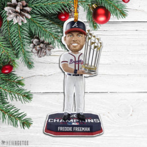 Freddie Freeman Atlanta Braves 2021 World Series Champions Wood Christmas Ornament