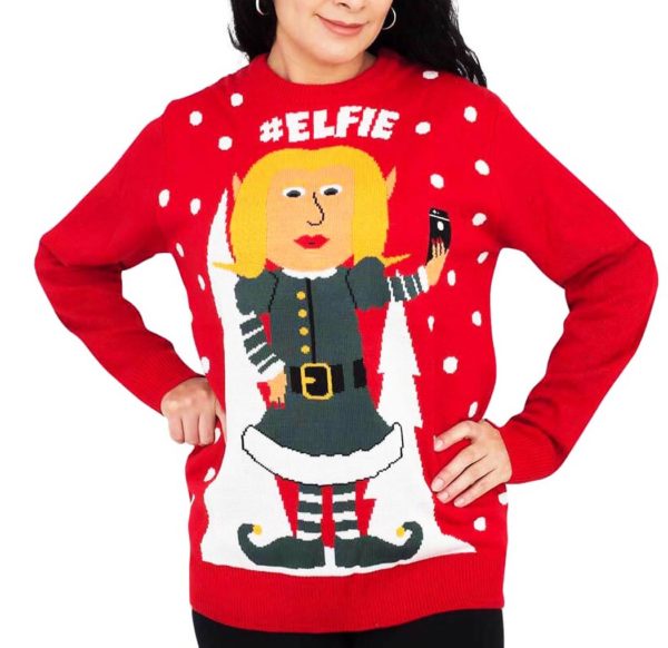 elfie Hashtag Ugly Christmas Sweater Knit Wool Sweater 1