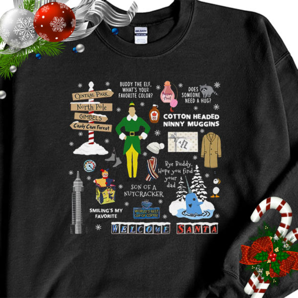 1 Black Sweatshirt Elf 2021 Christmas Vacation Collage shirt