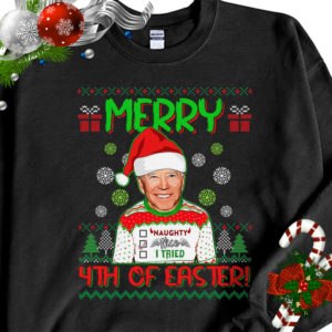 1 Black Sweatshirt Happy 4th Of July Funny Joe Biden Lets Go Brandon Ugly Christmas Sweater Sweatshirt