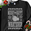 1 Black Sweatshirt Merry or Happy Whatever Holiday Ugly Christmas Sweater Sweatshirt gigapixel