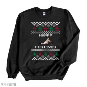 Black Sweatshirt George Costanza Seinfeld Happy Festivus Ugly Christmas Sweater Sweatshirt