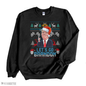 Black Sweatshirt Lets Go Brandon Trump 2024 Ugly Christmas Sweater Sweatshirt
