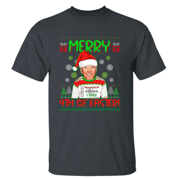 Dark Heather T Shirt Happy 4th Of July Funny Joe Biden Lets Go Brandon Ugly Christmas Sweater Sweatshirt