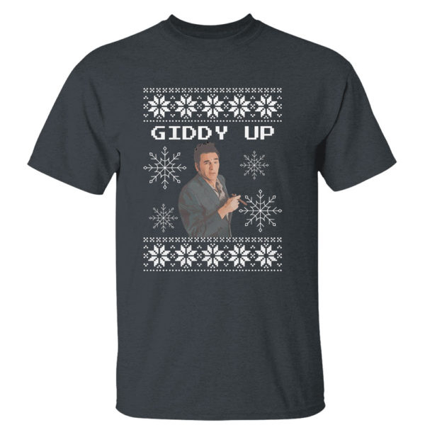Dark Heather T Shirt Seinfeld Kramer Giddy Up Ugly Christmas Sweater Sweatshirt