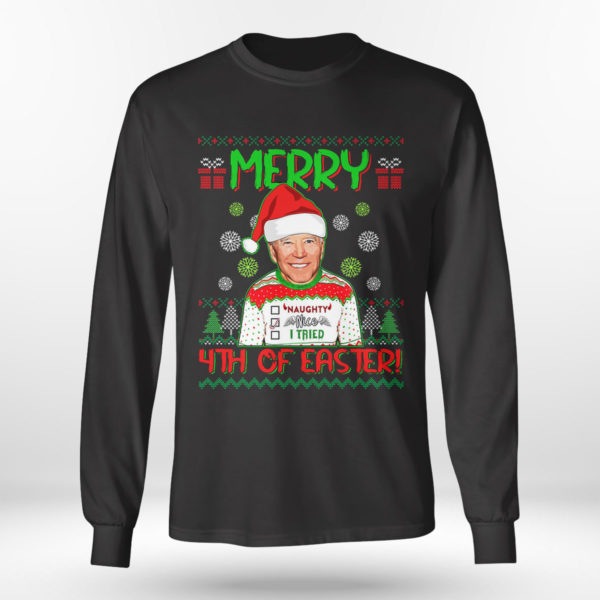 Longsleeve shirt Happy 4th Of July Funny Joe Biden Lets Go Brandon Ugly Christmas Sweater Sweatshirt