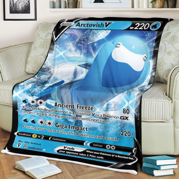 Fleece Blanket 2 Arctovish V Evolving Skies Holo Ultra Rare Pokemon Card Fleece Blanket