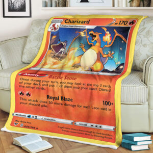 Charizard 25-185 Vivid Voltage Rare Pokemon Card Fleece Blanket