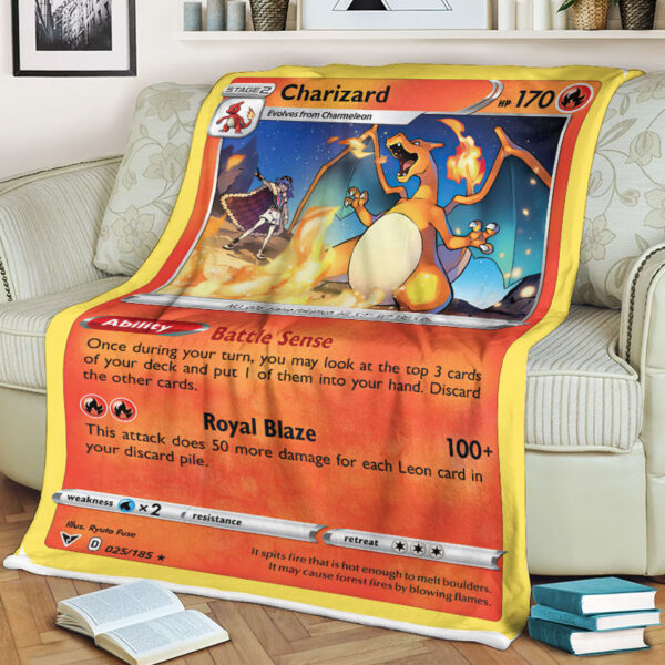 Fleece Blanket 2 Charizard 25 185 Vivid Voltage Rare Pokemon Card Fleece Blanket