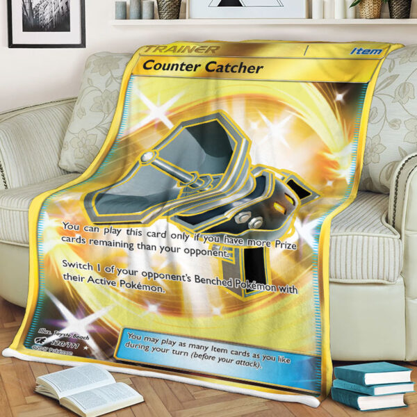 Counter Catcher 120-111 SM Crimson Invasion Secret Rare Full Holo Pokemon Card Fleece Blanket