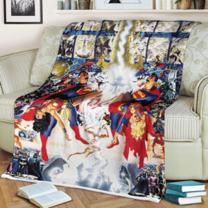 Fleece Blanket 2 Crisis on Infinite Earths DC Superman and Wonder Woman Fleece Blanket