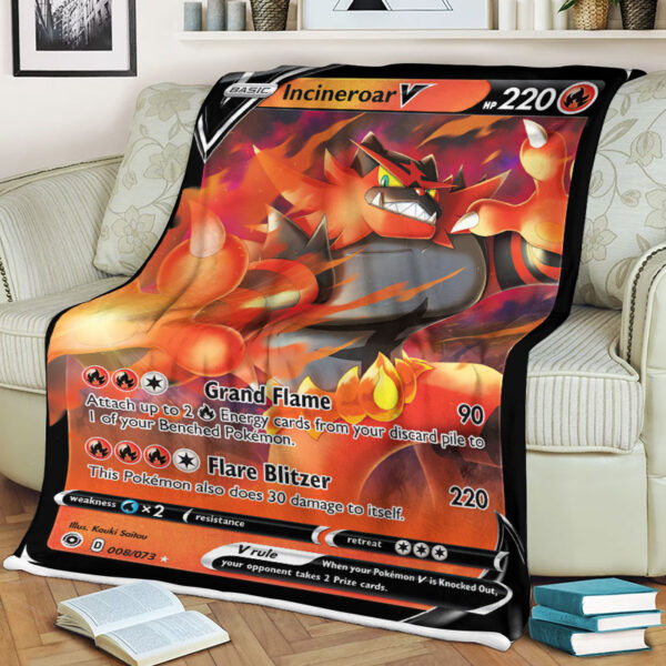 Fleece Blanket 2 Incineroar V 8 73 SWSH Champions Path Holo Ultra Rare Pokemon Card Fleece Blanket