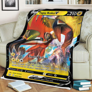 Fleece Blanket 2 Tapu Koko V Battle Styles Holo Ultra Rare Pokemon Card Fleece Blanket
