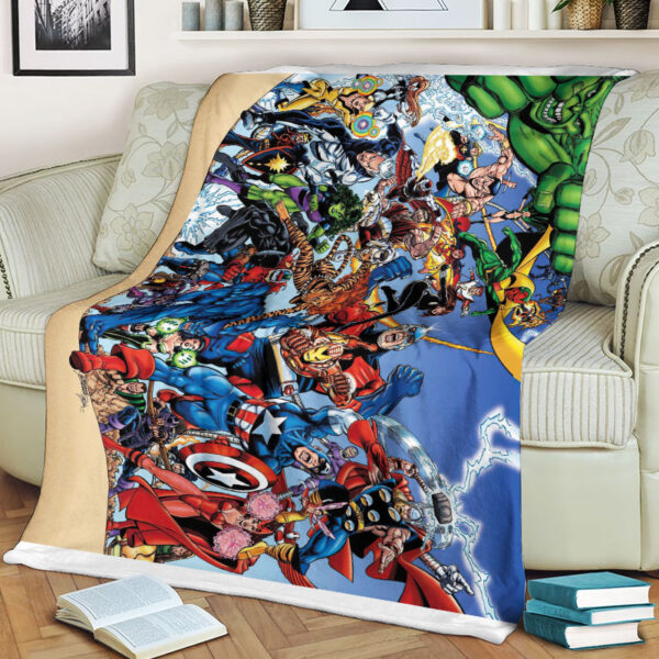 Fleece Blanket 2 The Avengers Lithograph by George Perez Fleece Blanket