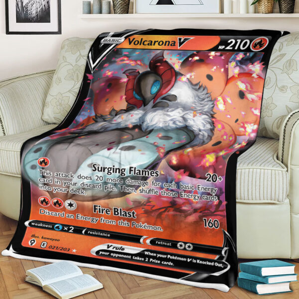 Fleece Blanket 2 Volcarona V 21 203 SWSH Evolving Skies Holo Ultra Rare Pokemon Card Fleece Blanket