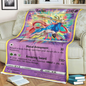 Fleece Blanket 2 Zacian 82 185 Vivid Voltage Amazing Rare Pokemon Card Fleece Blanket