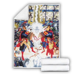 Fleece Blanket 4 Crisis on Infinite Earths DC Superman and Wonder Woman Fleece Blanket