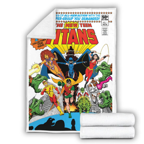 Fleece Blanket 4 New Teen Titans No 1 cover by George Perez Fleece Blanket
