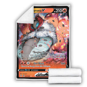 Fleece Blanket 4 Volcarona V 21 203 SWSH Evolving Skies Holo Ultra Rare Pokemon Card Fleece Blanket