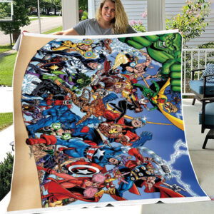 Fleece Blanket 6 ... The Avengers Lithograph by George Perez Fleece Blanket