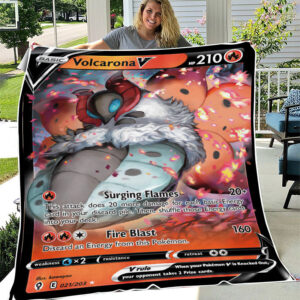 Fleece Blanket 6 ... Volcarona V 21 203 SWSH Evolving Skies Holo Ultra Rare Pokemon Card Fleece Blanket