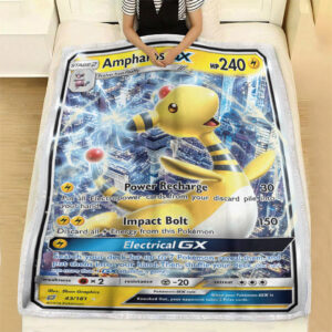 Ampharos GX 43-181 SM Team Up Holo Ultra Rare Pokemon Card Fleece Blanket