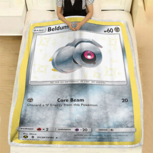 Fleece Blanket 7 Beldum SV30 SV94 SM Hidden Fates Holo Shiny Rare Pokemon Card Fleece Blanket