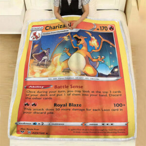 Charizard 25-185 Vivid Voltage Rare Pokemon Card Fleece Blanket