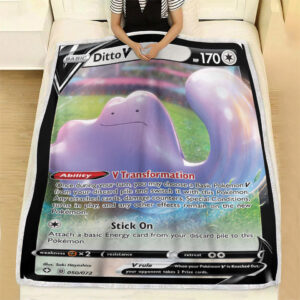 Fleece Blanket 7 Ditto V Shining Fates Holo Ultra Rare Pokemon Card Fleece Blanket