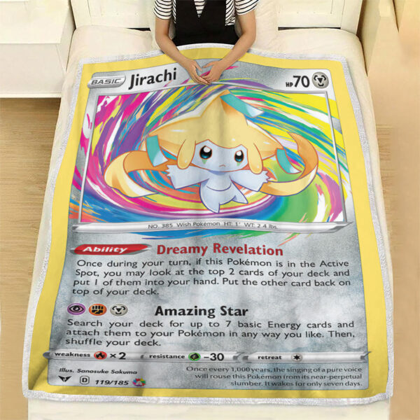 Fleece Blanket 7 Jirachi 119 185 Vivid Voltage Amazing Rare Pokemon Card Fleece Blanket